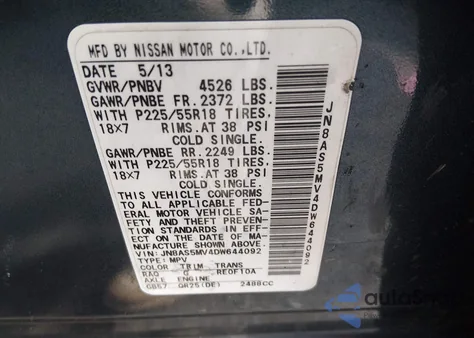 2013 Nissan Rogue Sv W/Sl Pkg z USA, uszkodzony, nr VIN JN8AS5MV4DW644092